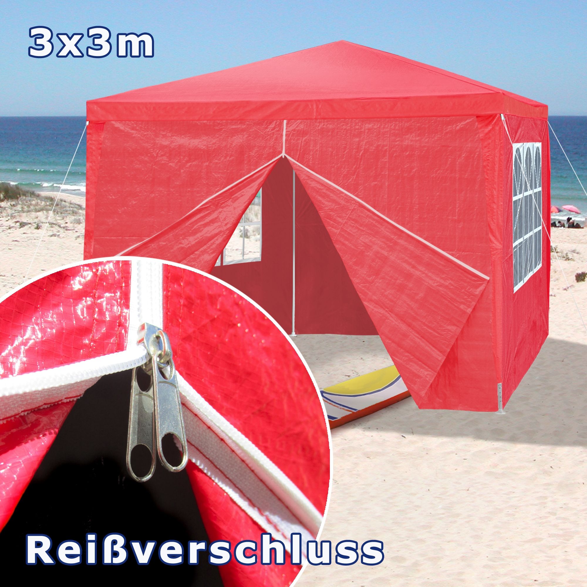 Pavilion gradina/cort racing structura harmonica rosu cu ferestre laterale - Image 4