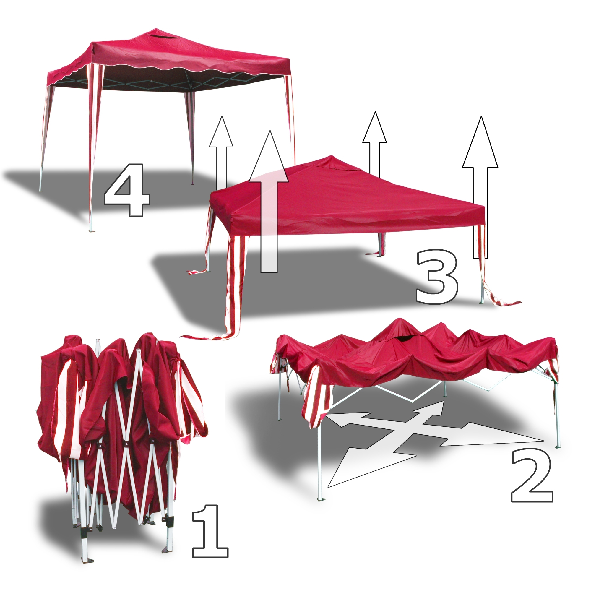 Pavilion gradina/cort racing 3x3m rosu material Oxford 200D cu geanta - Image 2