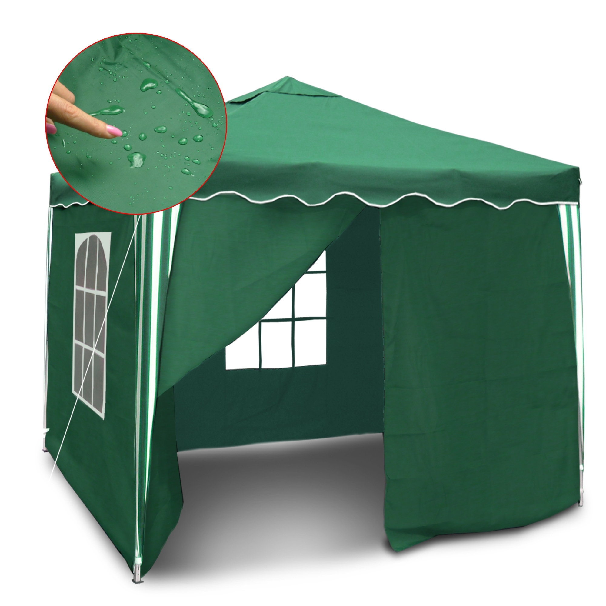 Pavilion gradina/cort racing cu structura harmonica verde cu laterale impermeabile