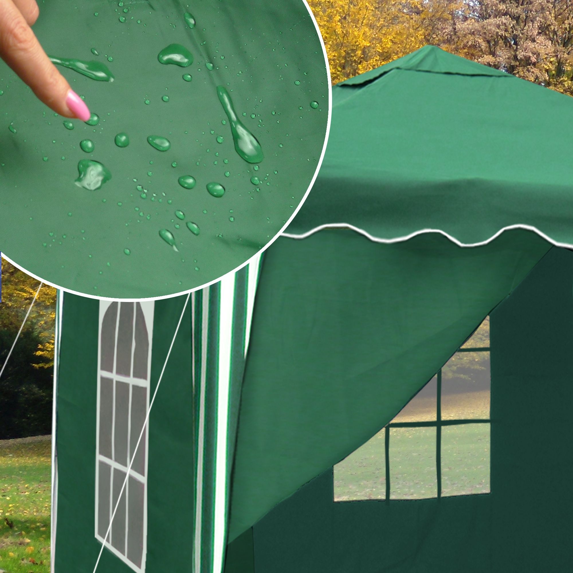 Pavilion gradina/cort racing cu structura harmonica verde cu laterale impermeabile - Image 3