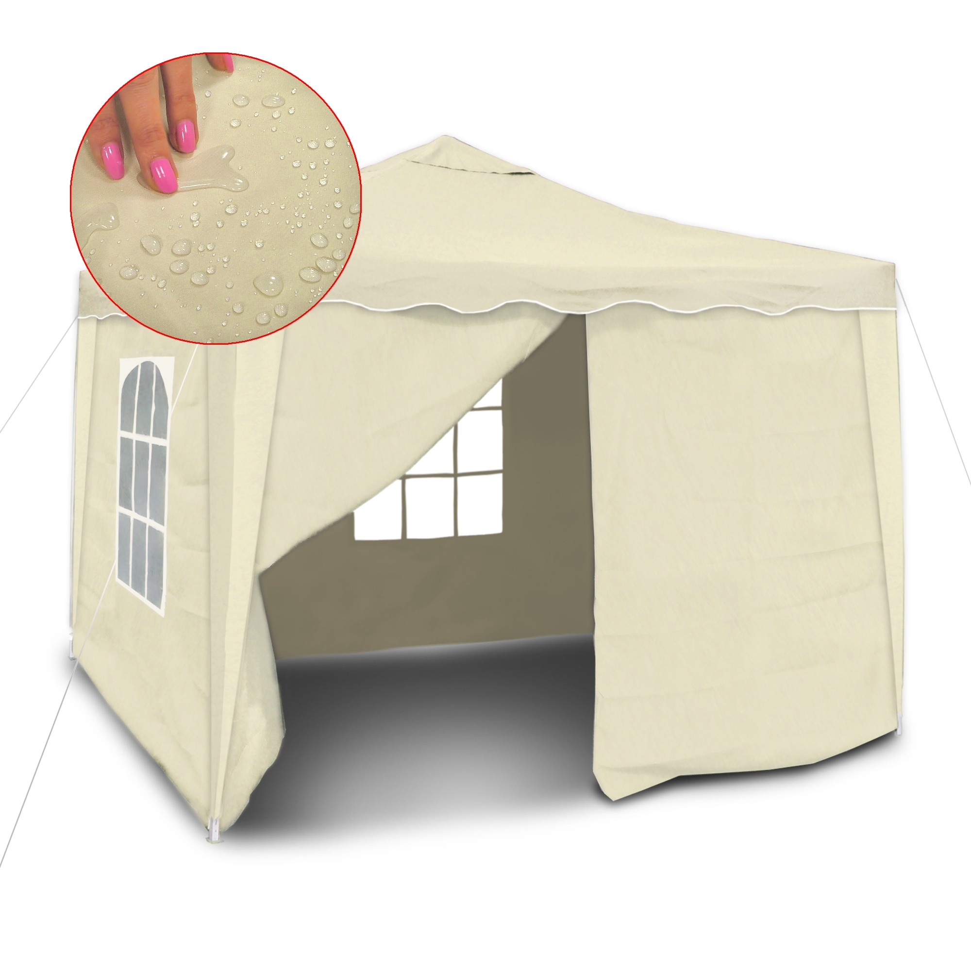 Pavilion gradina/cort racing 3x3m bej cu panouri laterale si geanta