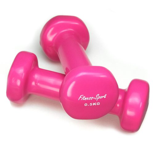 Gantere vinyl Fitness, Aerobic, Gymnastik und Sport, maner scurt pink 0,5 kg, 1 pereche