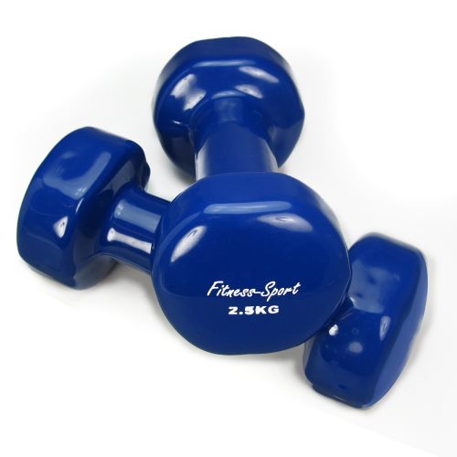 Gantere vinyl Fitness, Aerobic, Gymnastik und Sport, maner scurt blau 2,5 kg, 1 pereche