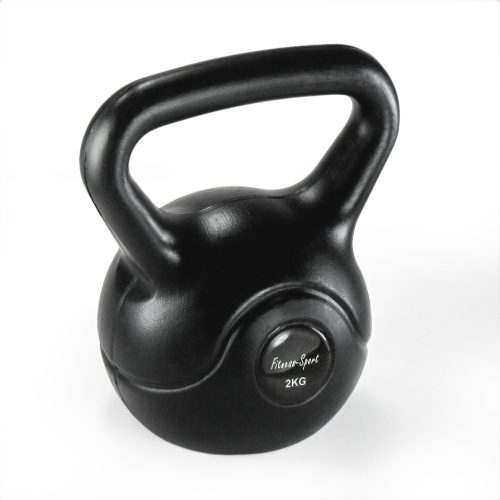 Gantera Antrenament Fitness Sport Kettlebel de greutate de 2 kg, greutate rotunda cu protectie cauciuc ext. schwarz