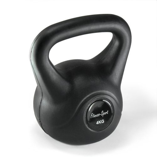 Gantera Antrenament Fitness Sport Kettlebel de greutate de 4 kg, greutate rotunda cu protectie cauciuc ext. schwarz