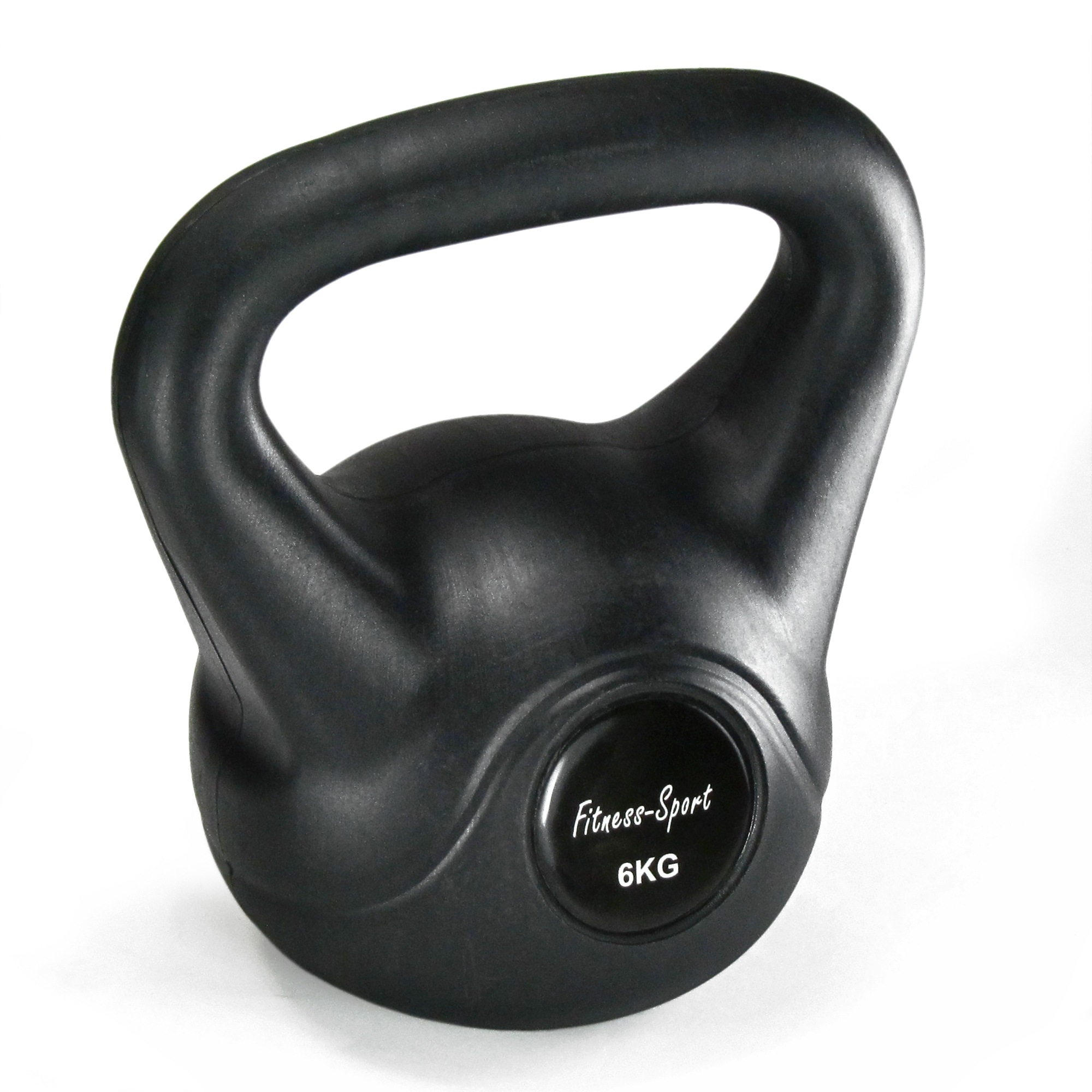 Gantera Fitness Sport Kettlebel de greutate de 6 kg protectie cauciuc ext. negru