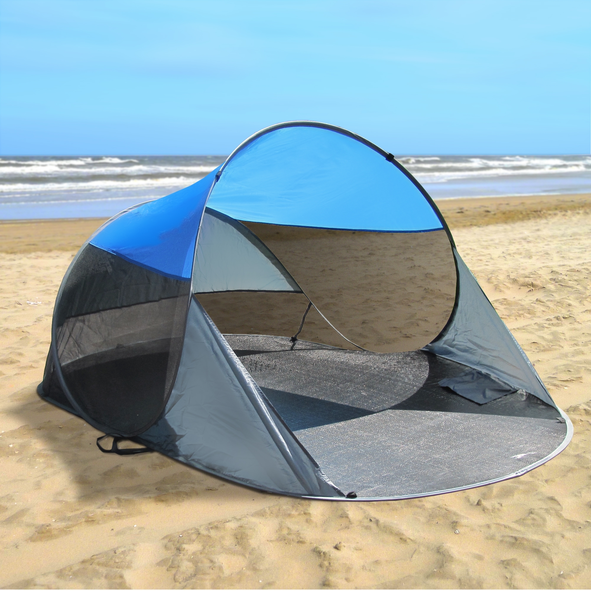 Cort plaja POP-UP cu protectie UV 40+ -albastru-anthrazid - Image 2