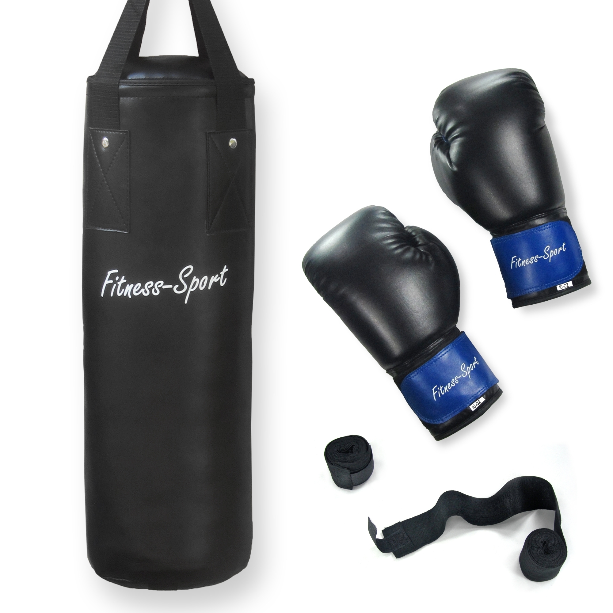 Set sac box pentru copii, sac de5 kg cu o pereche manusi box 10 OZ, bandaj box si geanta