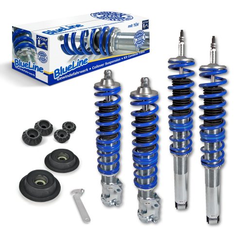Suspensie sport reglabila JOM BlueLine cu kit flansa rulment telescopsatz pentru VW Golf III/ Vento 10.91-9.94 (1HXO), VR6, fara 4 x 4/Variant, amortizor cu arc/amortizor cu arc