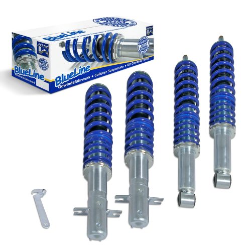 Suspensie sport reglabila JOM BlueLine pentru VW Golf 1/ Jetta 1, 74-8.83/ Cabiro 9.79-6.93 (155), Scirocco I + II (53/B), amortizor cu arc/amortizor cu arc