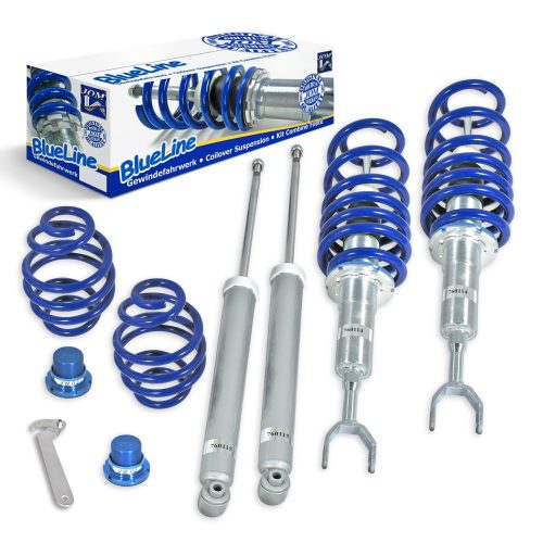 Suspensie sport reglabila JOM BlueLine pentru VW Passat 3B/3BG incl. Variant 3.97-05, fara 4Motion, (HA bis 1025kg), amortizor cu arc/arc cu reglaj