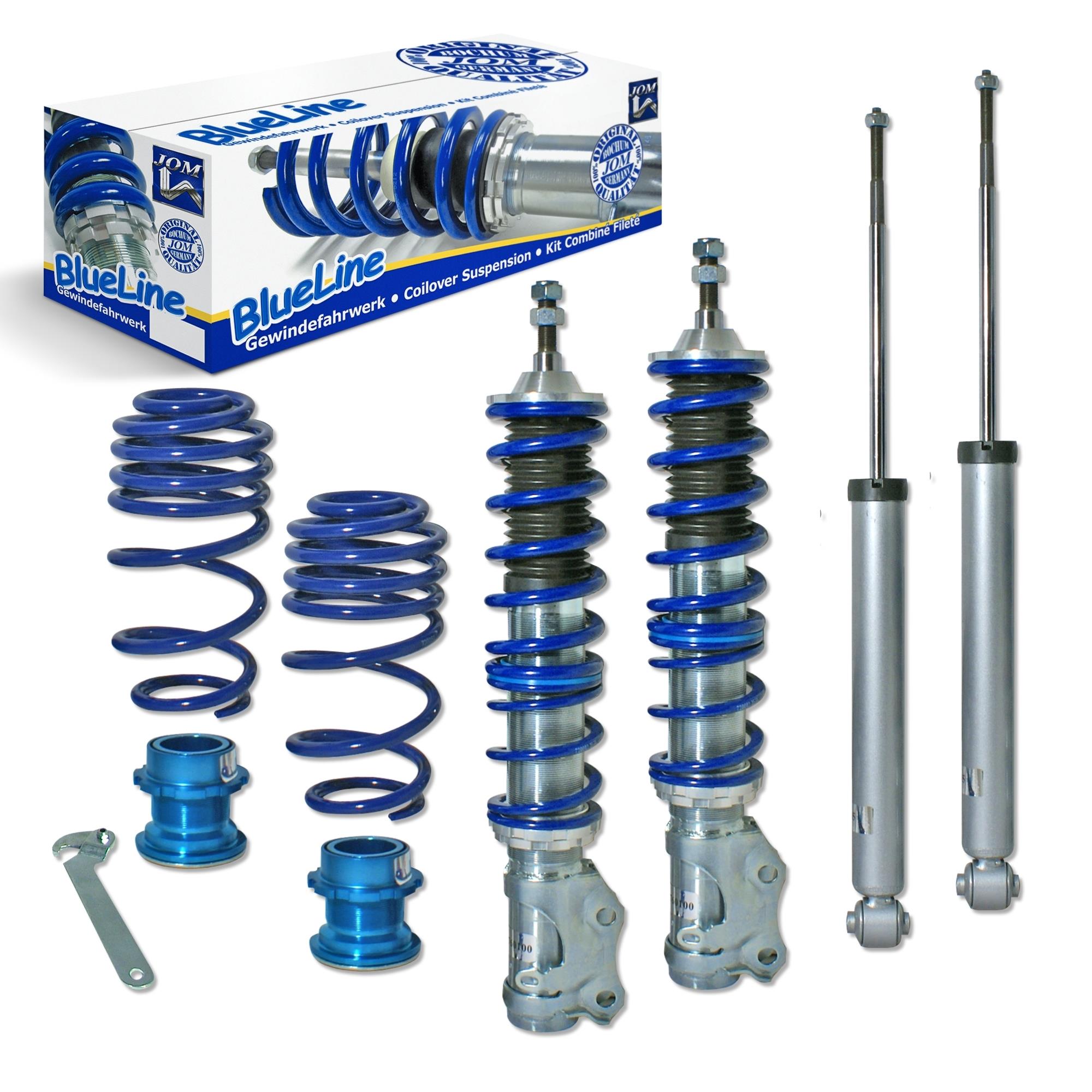 Suspensie sport reglabila JOM BlueLine VW Lupo 1.0/ 1.4/ 16V/ 1.6GTi/ 1.4TDi/ 1.7SDi (6X), 99-, amortizor cu arc/ arc cu reglaj