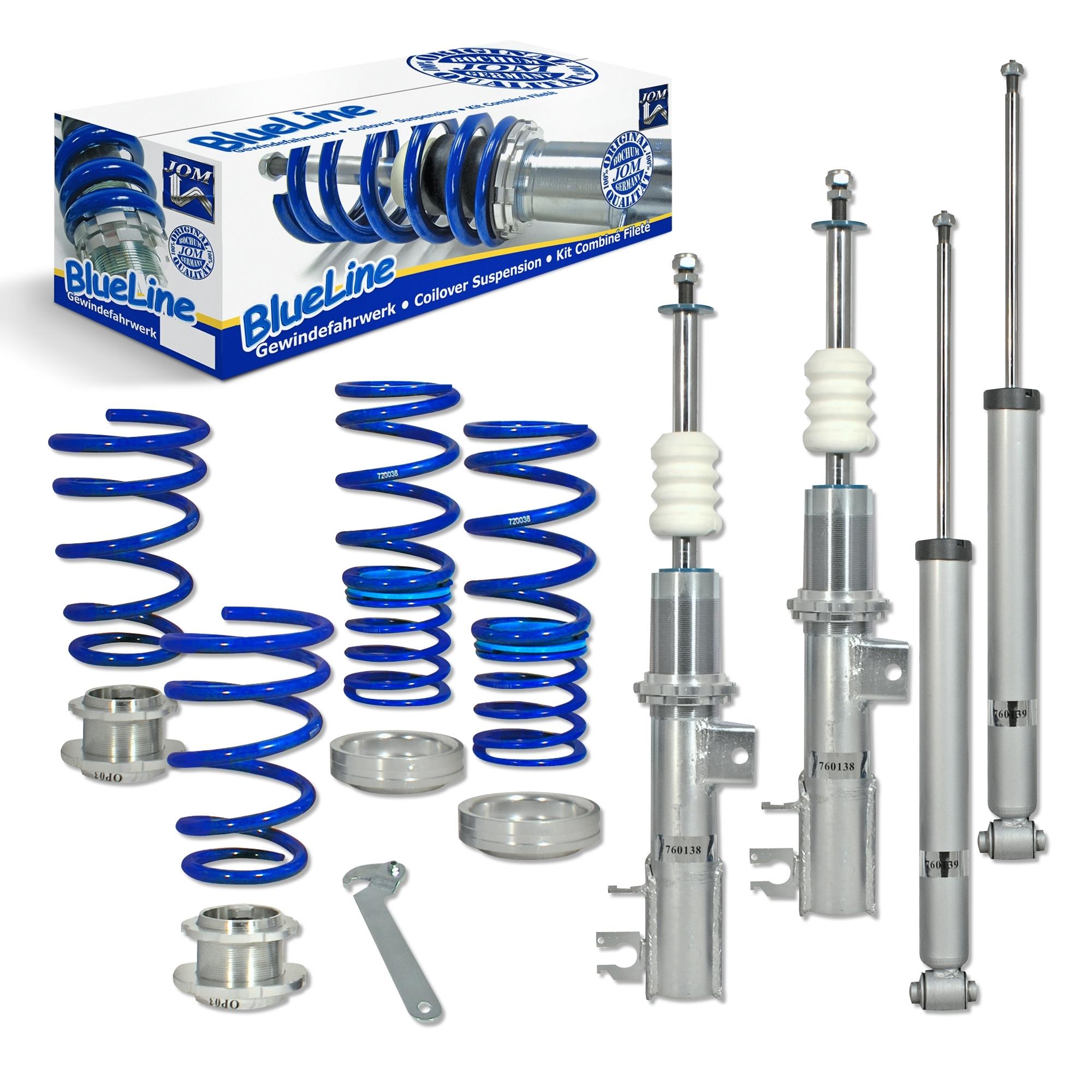 Suspensie sport reglabila JOM BlueLine Fiat Grande Punto 1.2/1.4/16V/1.3D/ 1.4T-Jet/1.9D, 05-, amortizor cu arc/ arc cu reglaj