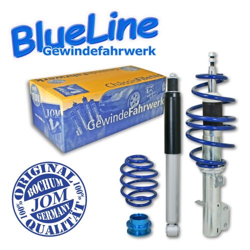 Suspensie sport reglabila JOM BlueLine Opel Corsa C 1.4i 16V/1.8i 16V/1.3CDTi/1.7DTi/1.7CDTi, Bj. 11.01-06, HA Schraube M14, amortizor cu arc/ arc cu reglaj